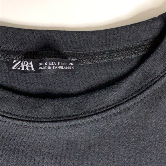 Zara Black Short-sleeve reverse hem Long T Shirt - Picture 4 of 8